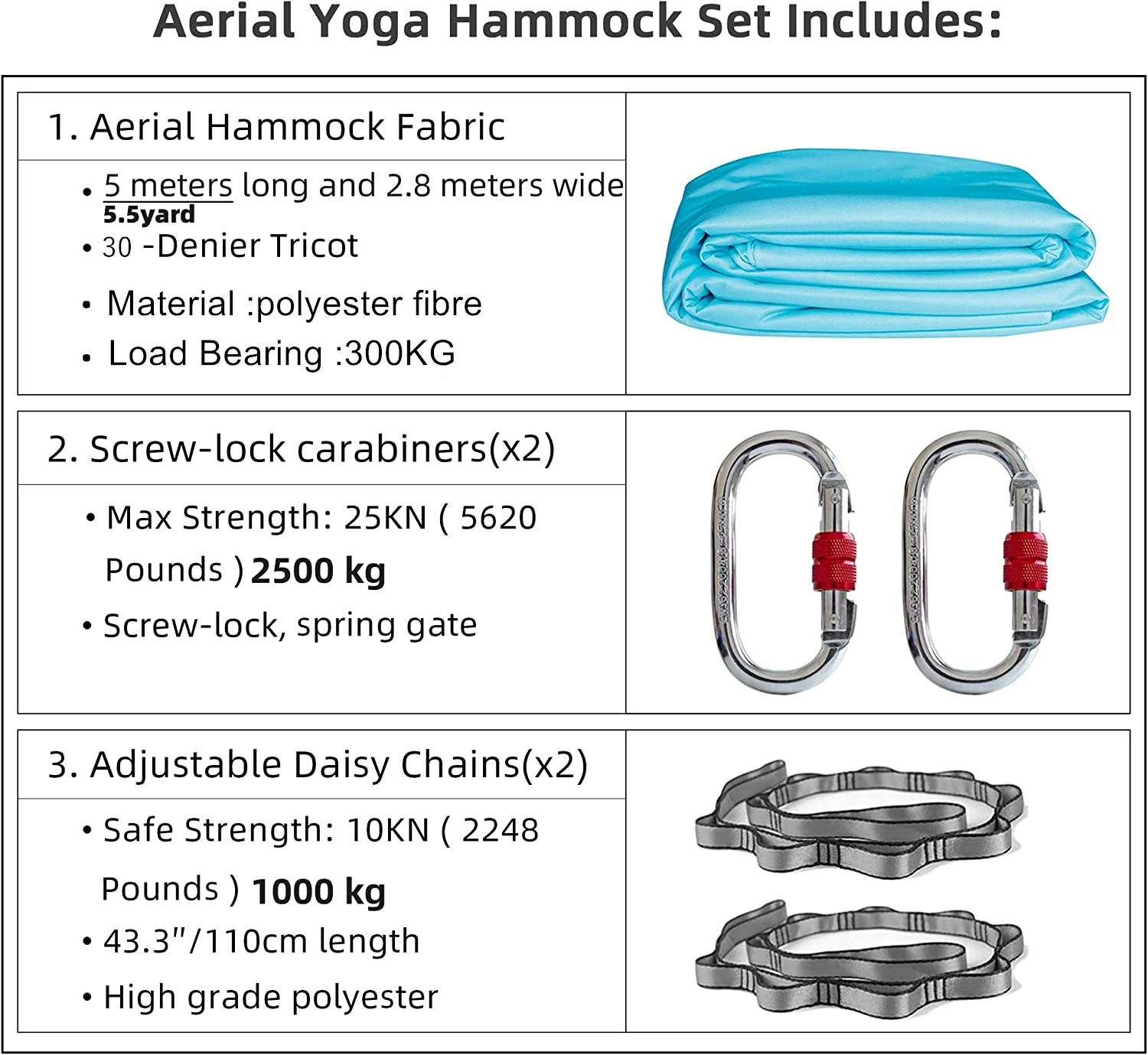 Aerial Yoga Hammock Set Fitness Pilates Silk Fabric Yoga Swing 5.5 Yards Include Carabiners Daisy Chain for Inversion Exercises - Image 2