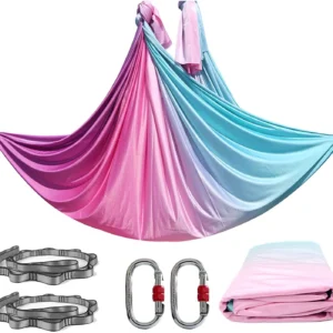 Aerial Yoga Hammock Set Fitness Pilates Silk Fabric Yoga Swing 5.5 Yards Include Carabiners Daisy Chain for Inversion Exercises