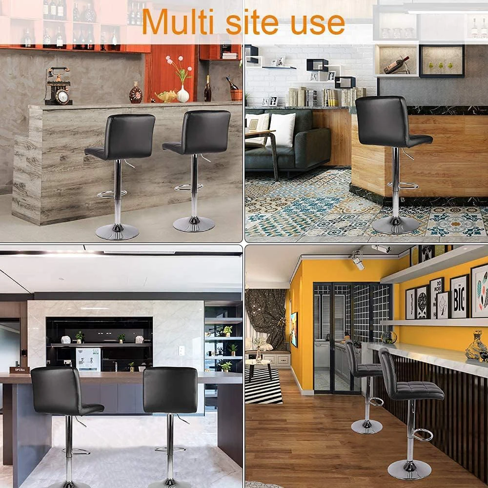 2PCs Bar Stools PU Leather Swivel Bar Chairs Swivel Stools for Breakfast Bar Counter Kitchen Home High Foot Stool - Image 2