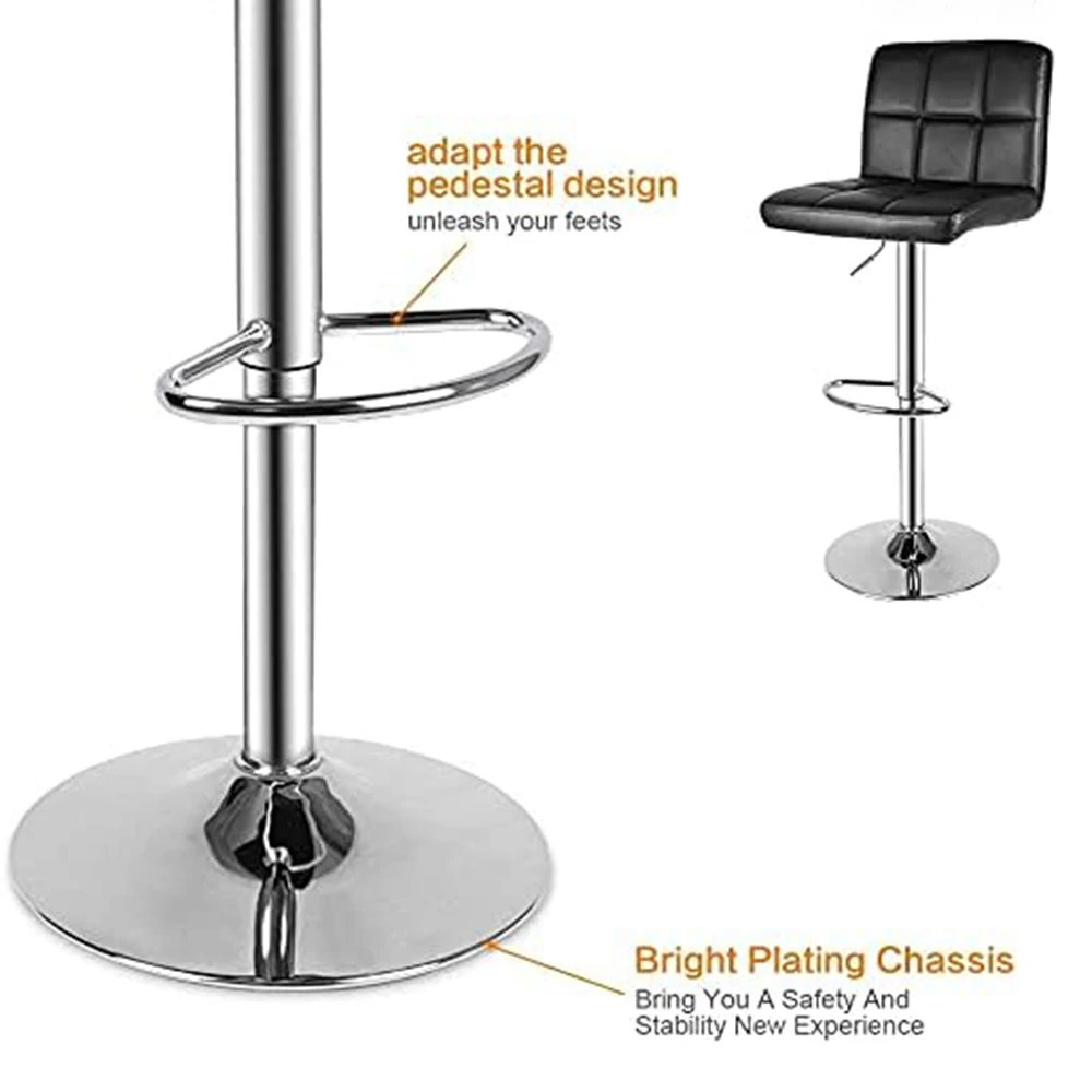 2PCs Bar Stools PU Leather Swivel Bar Chairs Swivel Stools for Breakfast Bar Counter Kitchen Home High Foot Stool - Image 3