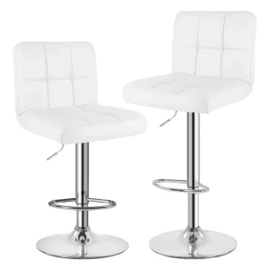 2PCs Bar Stools PU Leather Swivel Bar Chairs Swivel Stools for Breakfast Bar Counter Kitchen Home High Foot Stool