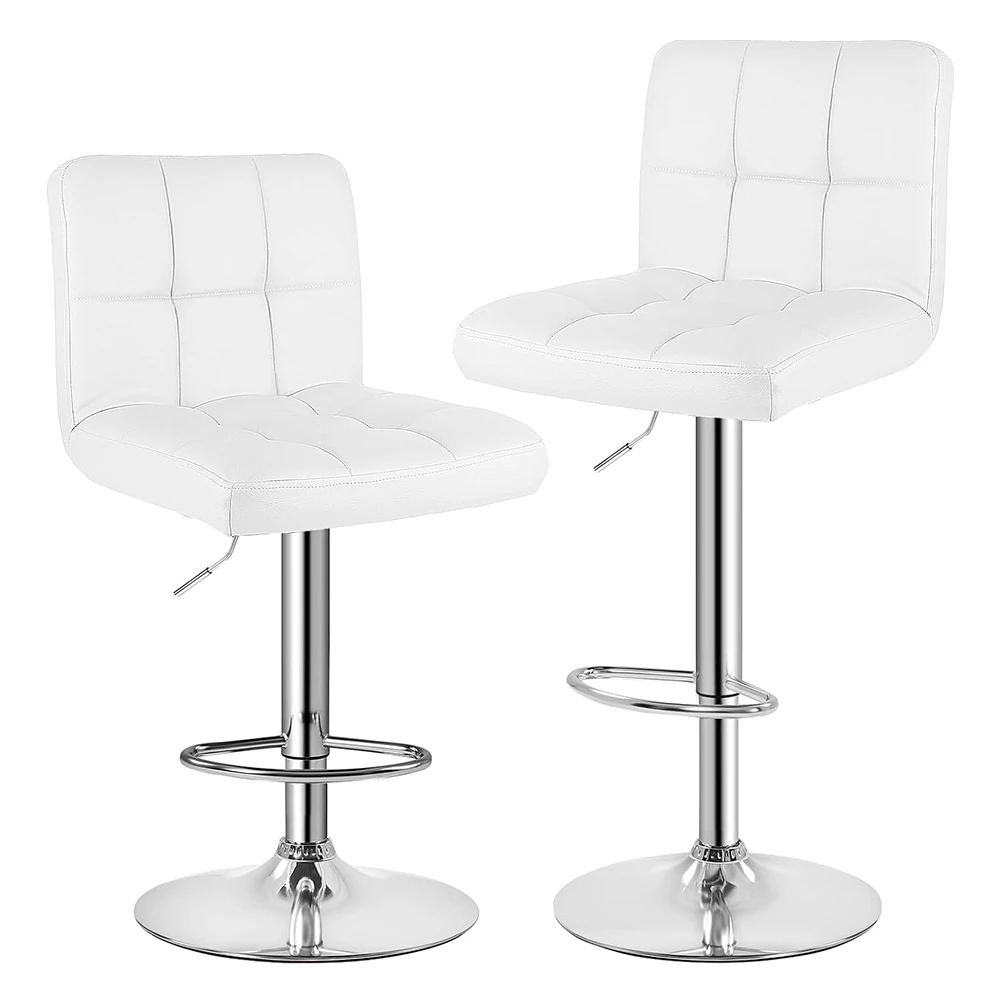 2PCs Bar Stools PU Leather Swivel Bar Chairs Swivel Stools for Breakfast Bar Counter Kitchen Home High Foot Stool