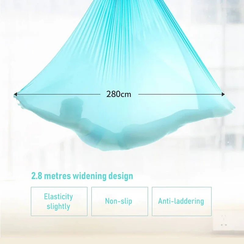 5*2.8m High Strength Aerial Silk Yoga Swing Hammock Anti-Gravity Flying Inversion Yoga Belts for GYM Home Exercise Fitness - Image 3