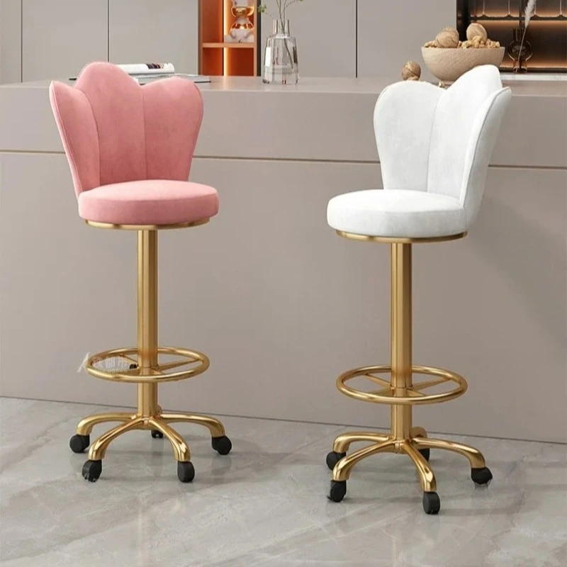 Adjustable Height Swivel Bar Stool with Backrest-Luxury Counter Stool for Reception Rolling High Footrest with PU Leather Seat - Image 4