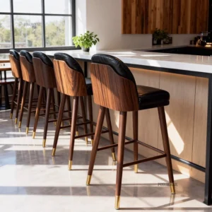 Italian Luxury Bar Chairs Designer Solid Wood Bar Stool for Kitchen Furniture Home Modern Style Island High Stools Bar Furniture