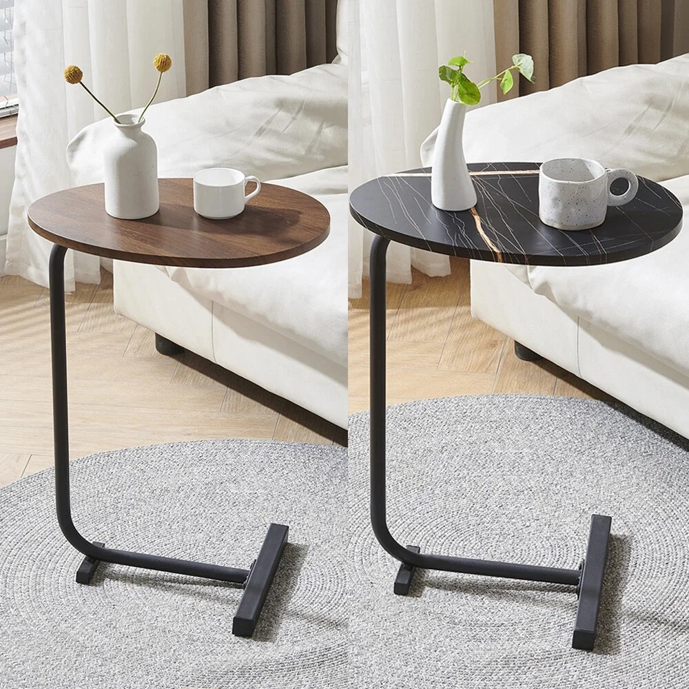 BonChoice C Shaped Side Table for Living Room, Modern Sofa Side End Tables, Portable Snack Coffee Table Bedside Tables