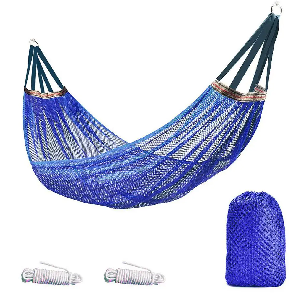 Sturdy Portable Mesh Hammock Breathable Cooling Ice Silk Hanging Bed Foldable Anti-rollover Outdoor Camping Swing Balcony - Image 2