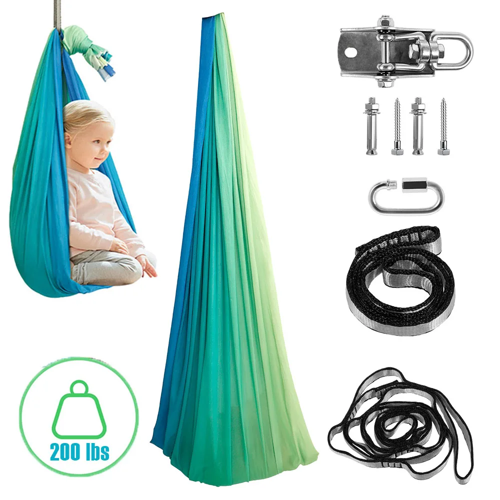 Kids Sensory Swings Double Layer Comfortable Cuddle Swing with 360° Swivel Hanger Holds up to 200 lbs for Adults Indoor Outdoor