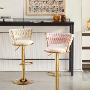 Rotating Lifting Bar Chair, High Foot Stool, Nordic Furniture, Backrest, Velvet Bar Stool, Bar Stools For Kitchen, Counter Stool