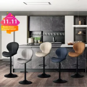 Living Room Chairs 2 Pcs Set Dining Chair Backrest Bar Stools Luxury Modern Soft Bag Stool Adjustable Height Rotating Kitchen Home Furniture