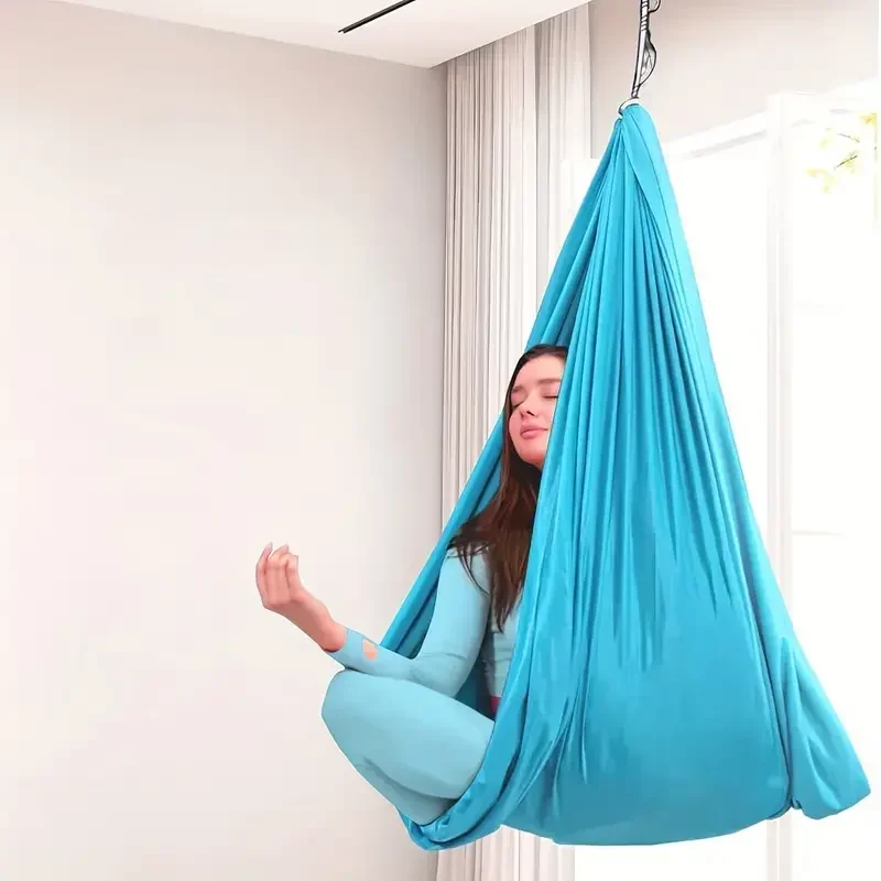 Complete Yoga Hammock Swing Set with Hardware Elastic Fabric Aerial Silks for Indoor Outdoor Use 59x110inch Relaxing Yoga Swings