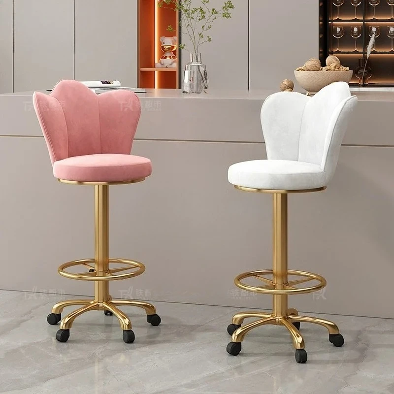Adjustable Height Swivel Bar Stool with Backrest-Luxury Counter Stool for Reception Rolling High Footrest with PU Leather Seat - Image 2