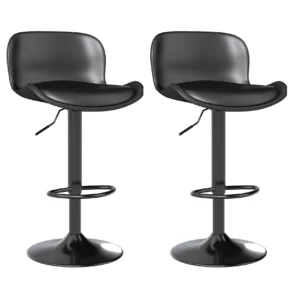 Bar stool Set of 2, 360° swivel chair, height-adjustable, Barstool with backrest and footrest, 120kg kitchen stool
