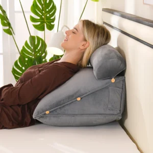 Sofa Cushion Support Pillow 3 IN 1 Adjustable Bed Wedge Reading Pillow with Detachable Neck Roll & Removable Washable Cover