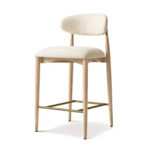 New Style Nordic Fabric Wood Counter Stools Home Bar Furniture Modern High Quality Solid Oak Bar Stool