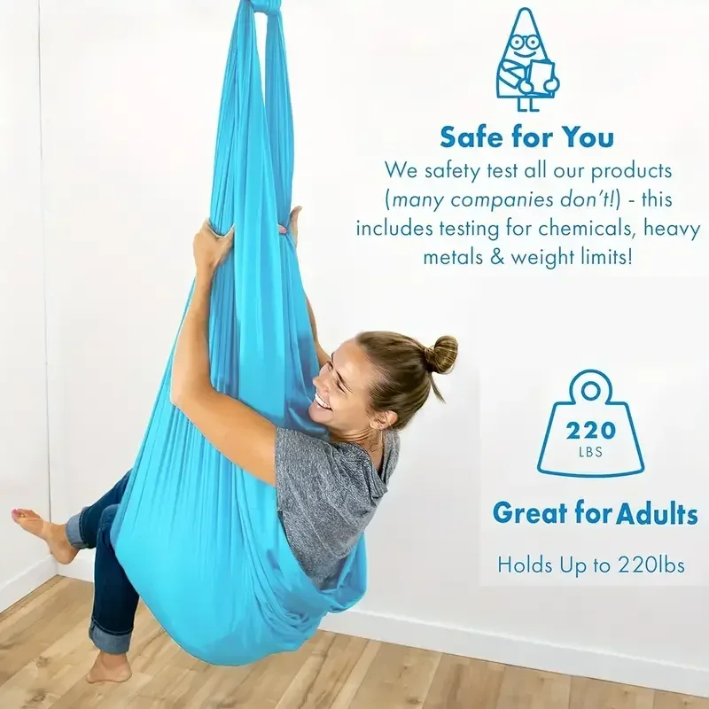 Complete Yoga Hammock Swing Set with Hardware Elastic Fabric Aerial Silks for Indoor Outdoor Use 59x110inch Relaxing Yoga Swings - Image 3
