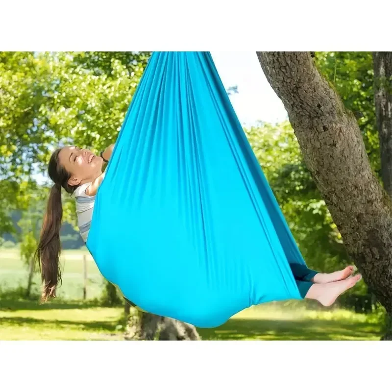 Complete Yoga Hammock Swing Set with Hardware Elastic Fabric Aerial Silks for Indoor Outdoor Use 59x110inch Relaxing Yoga Swings - Image 5