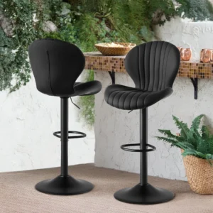 2 pcs/set Modern Rotary Bar Chair, 360° Adjustable Counter Height Bar Stool, With Backrest Without Handrails, Suitable For Bar,