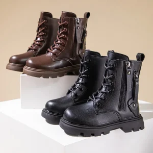 Classic Girls Platform Boots Spring Autumn Fashion Kids Causal Leather Boots Versatile Non-slip Black Brown Children Ankle Boots