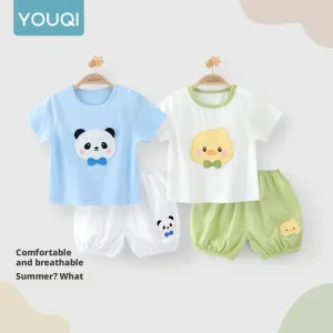[Youqi] China's 0-2 Year Old Baby Set, Short-Sleeved Shorts Set for Boys, Summer Cotton T-Shirt and Pants for Boys and Girls, Two Pieces