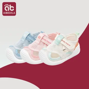 AIBEDILA Baby Boys Girls Summer Mesh Sandals Outdoor Sports Shoes Breathable Closed Toe Velcro Walking Shoes