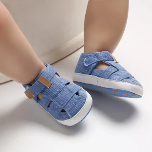 Newborn Boys And Girls Baby Shoes Fashion Canvas Soft Soles First Walking Shoes Breathable Sandals Popular Summer Beach Shoes