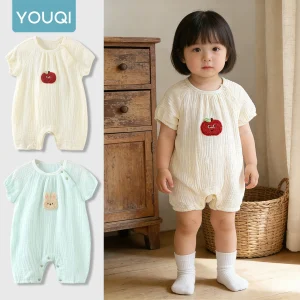 【Youqi】Chinese Baby Clothes for 0-2 Years Old, Summer Baby Outfit, Newborn Short-Sleeve Romper, Thin Summer Jumpsuit, Crawling Suit