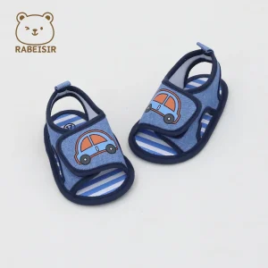 Spring and Summer Baby Sandals for Infants Aged 0-1 and a Half Years Pre-Step Shoes with Breathable Fabric Sole and Velcro Closure.