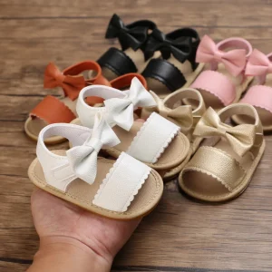 0-18M Baby Girl Sandals With Butterfly Bow High-Quality Soft Sole Anti Slip Exposed Toe Summer Outdoor First Walking